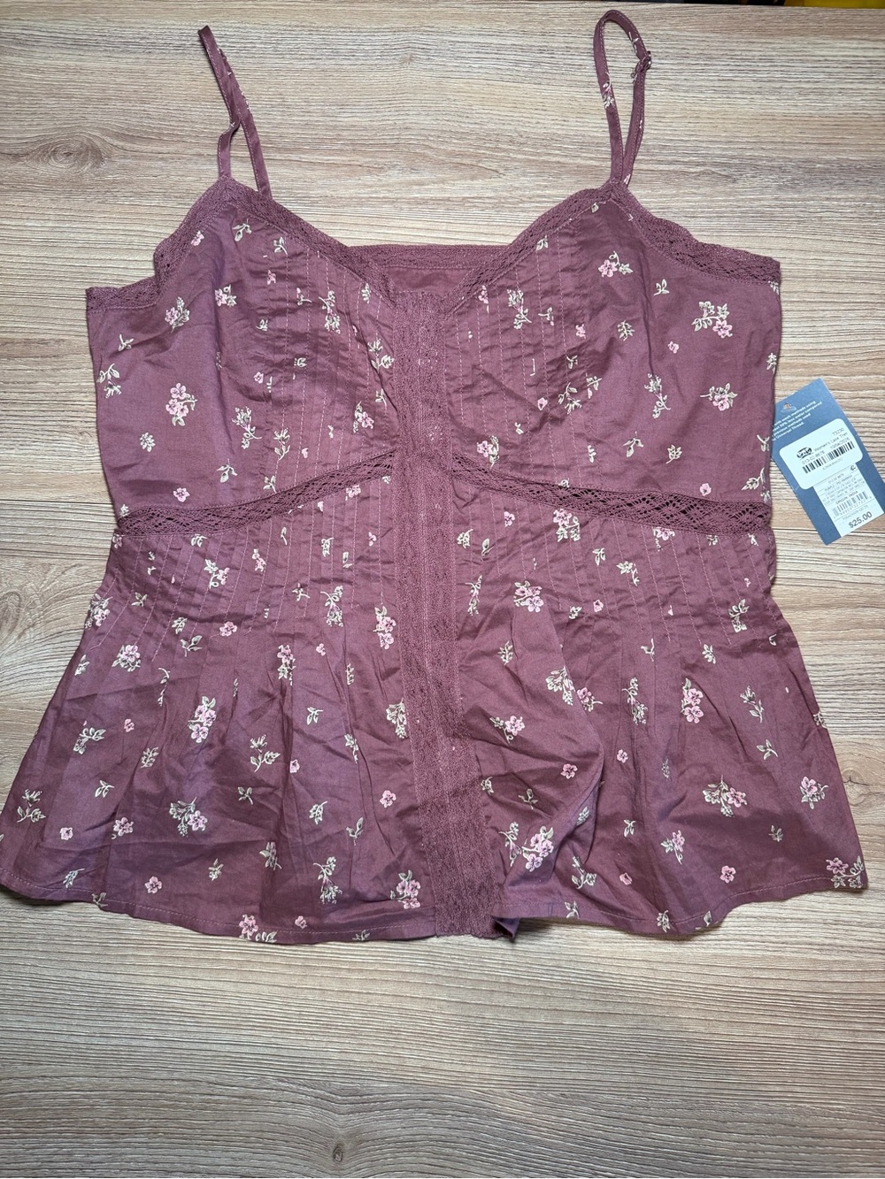 Universal Thread Mauve Floral Lace-Trim Cami Tank